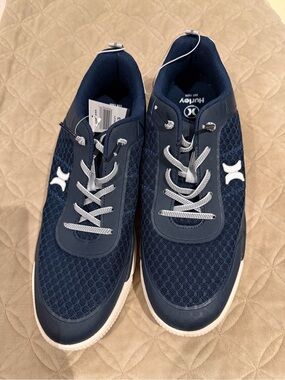 NWT Hurley Men's Navy and White Mesh Lace-Up Sneakers